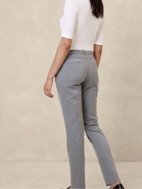 Banana Republic Light Gray Tailored Straight-Leg Trousers